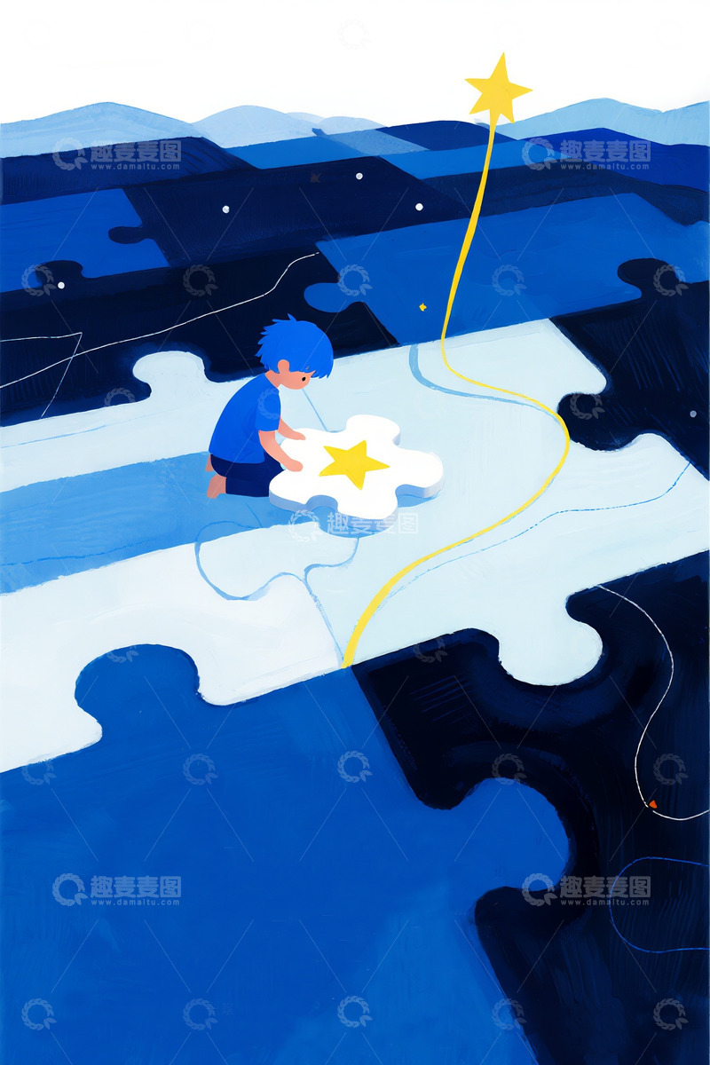 高清大图下载【趣麦麦图】自闭症插画海报11