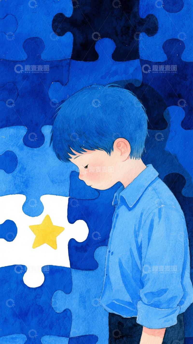 高清大图下载【趣麦麦图】自闭症插画海报9