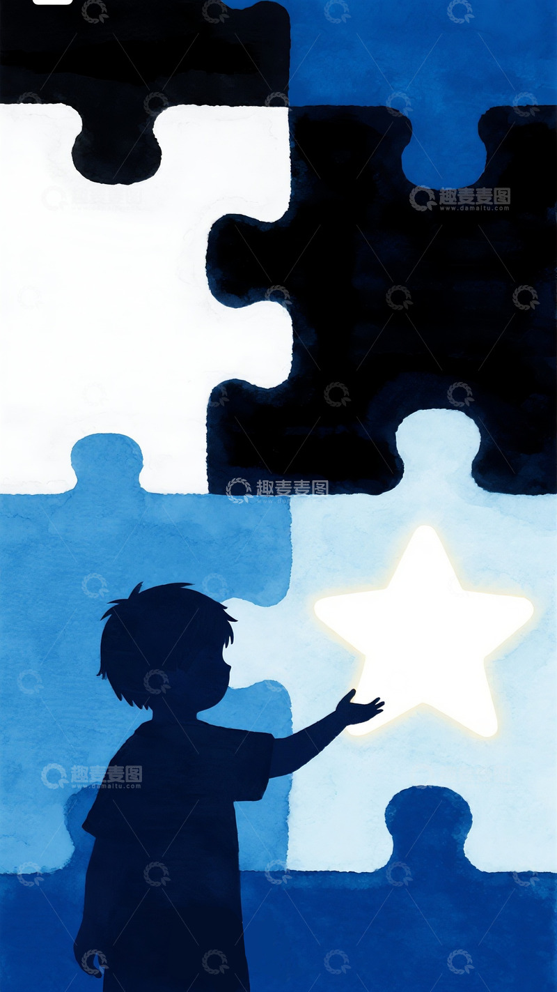 高清大图下载【趣麦麦图】自闭症插画海报17