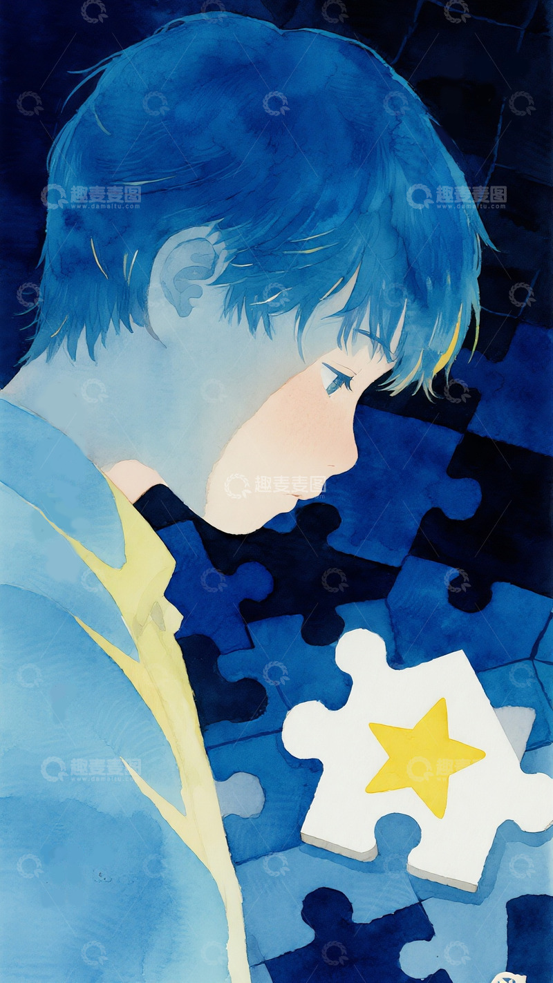 高清大图下载【趣麦麦图】自闭症插画海报4