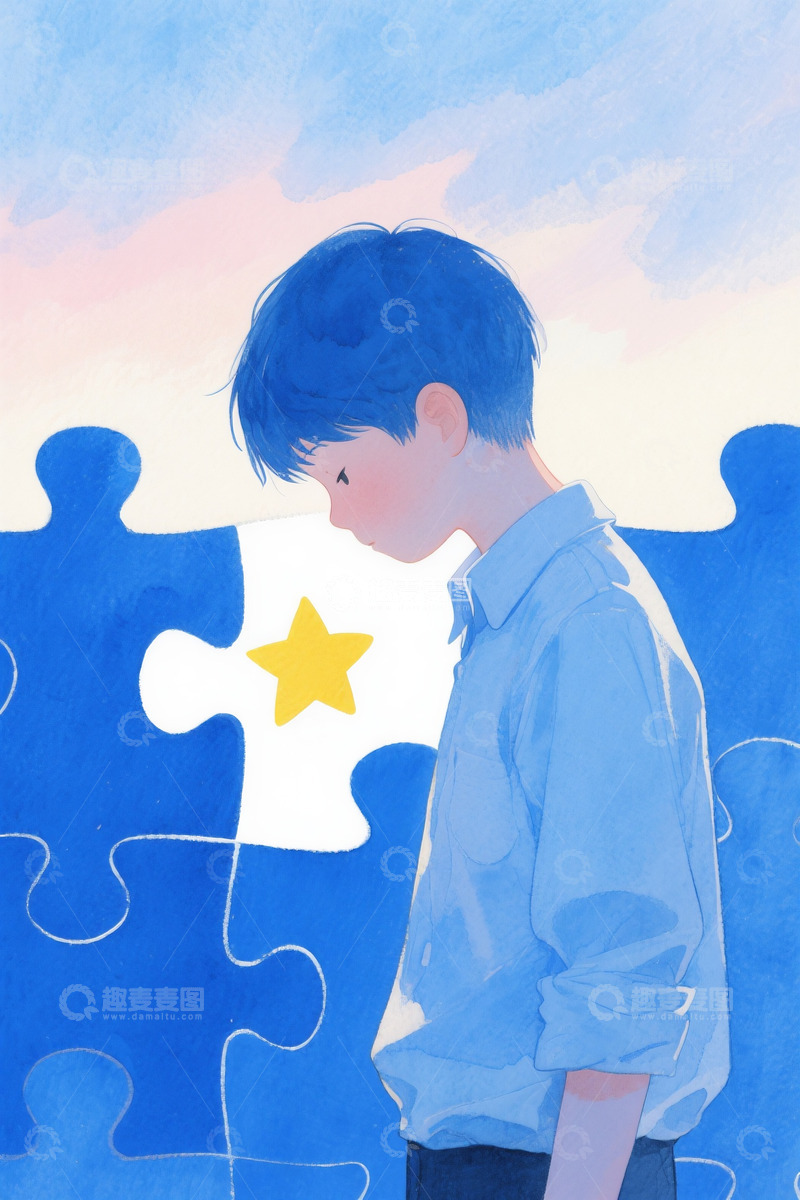 高清大图下载【趣麦麦图】自闭症插画海报15