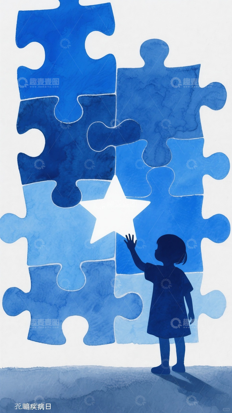 高清大图下载【趣麦麦图】自闭症插画海报12