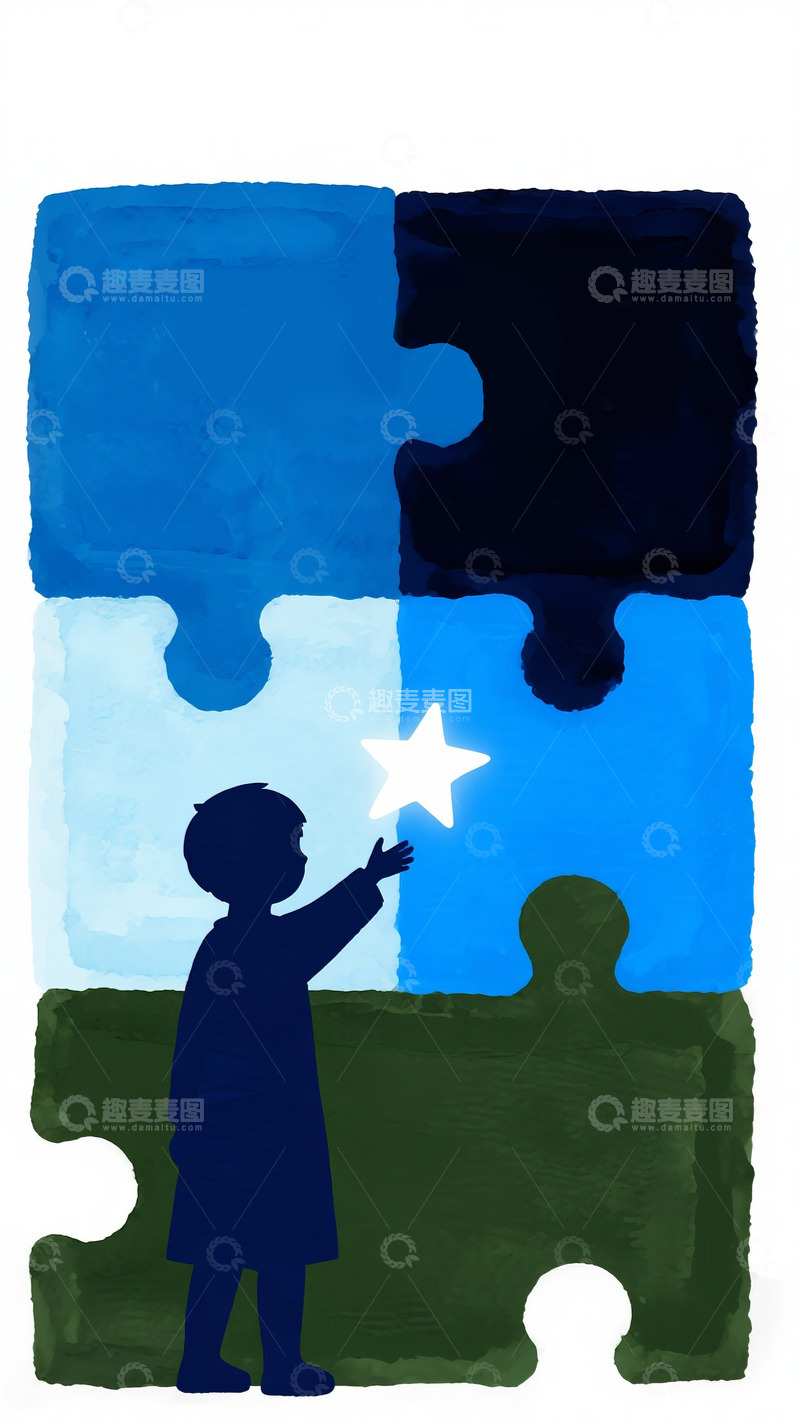 高清大图下载【趣麦麦图】自闭症插画海报5