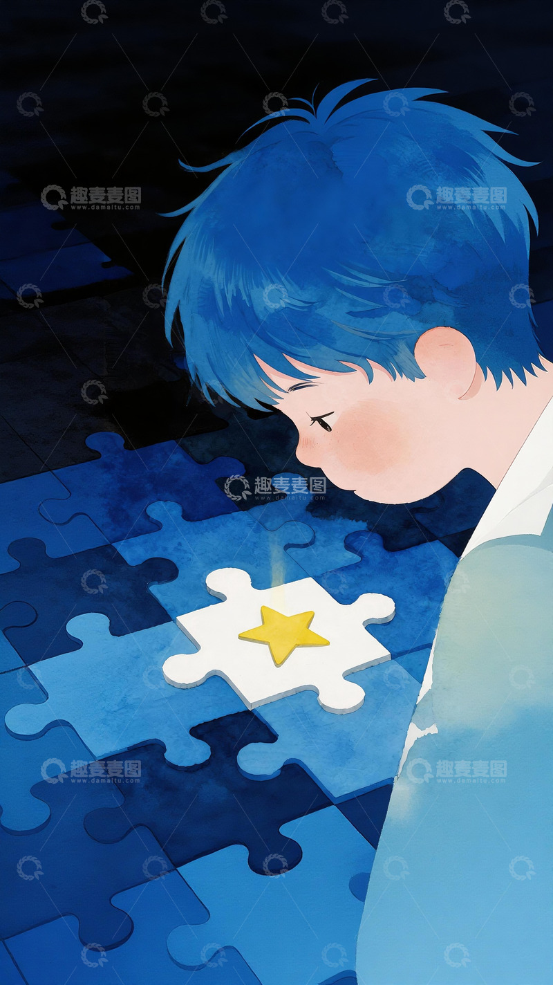 高清大图下载【趣麦麦图】自闭症插画海报16