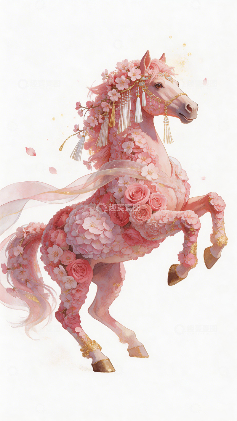 高清大图下载【趣麦麦图】梦幻花园马匹插画艺术