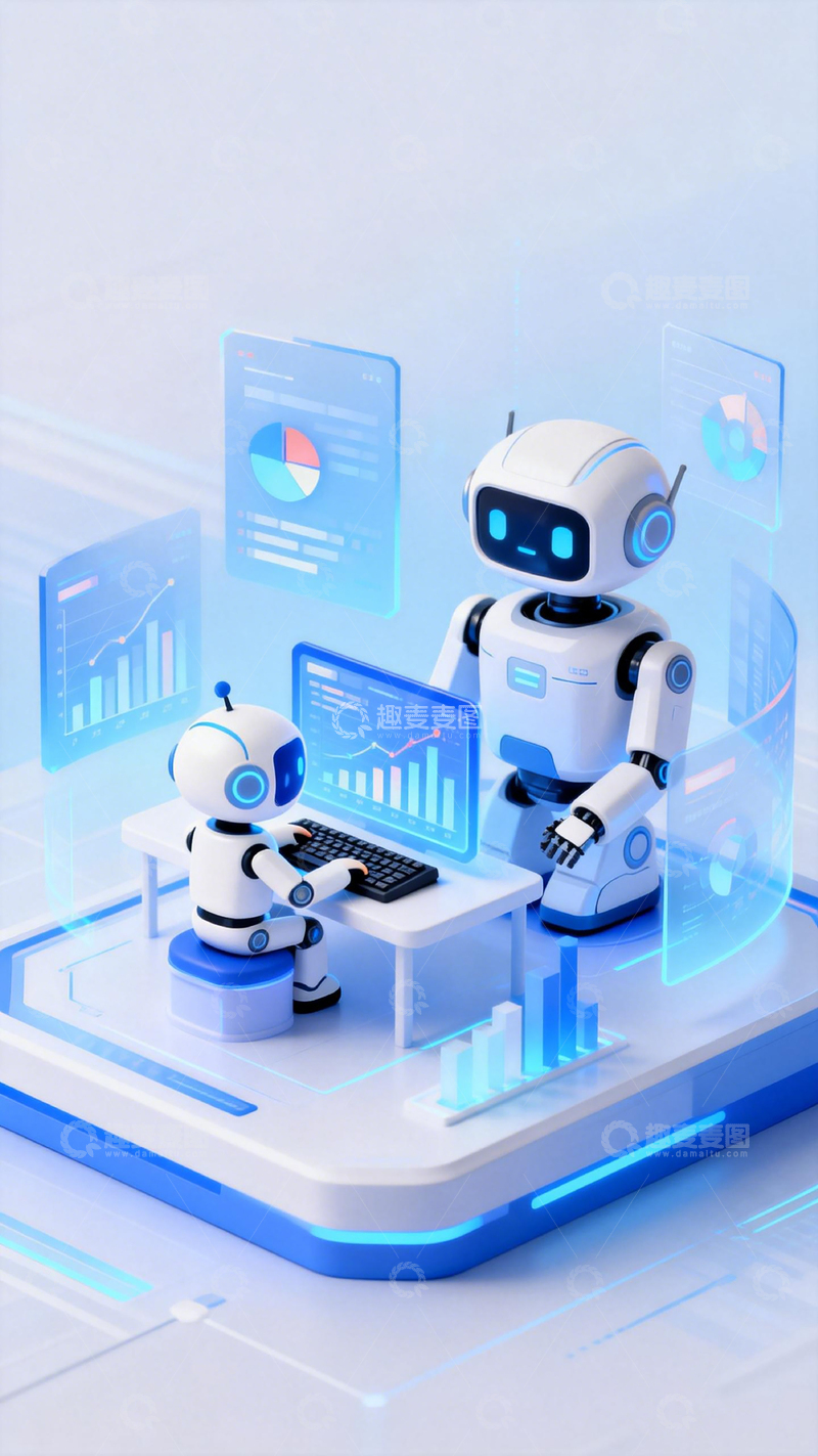 高清大图下载【趣麦麦图】科技风智能机器人工作场景