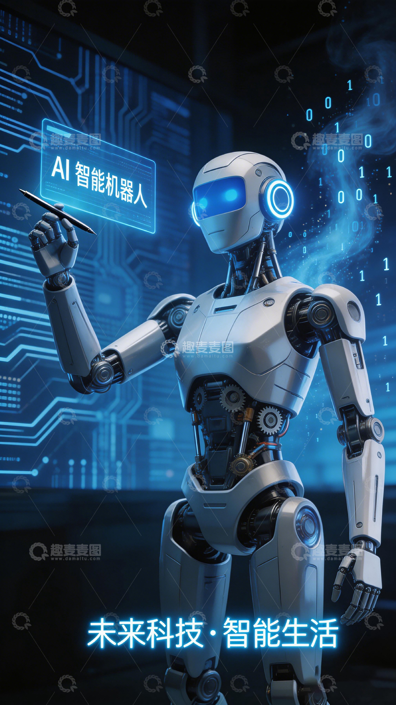 高清大图下载【趣麦麦图】AI智能机器人未来科技1