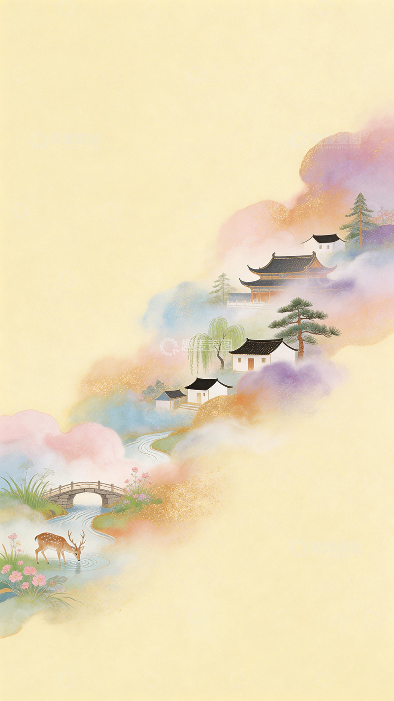 高清大图下载【趣麦麦图】古风山水画意境图