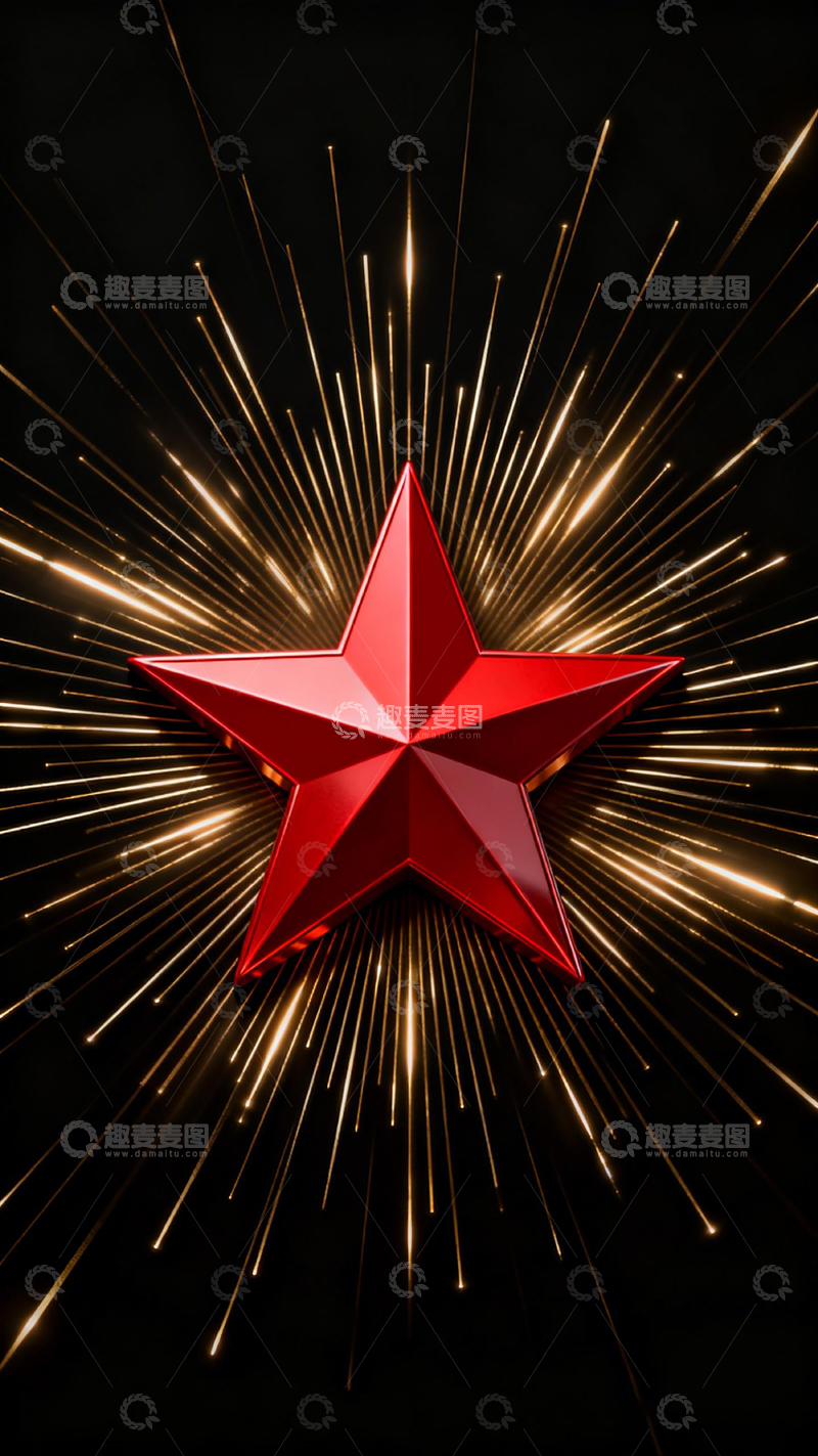 高清大图下载【趣麦麦图】星光闪耀红色五角星图案