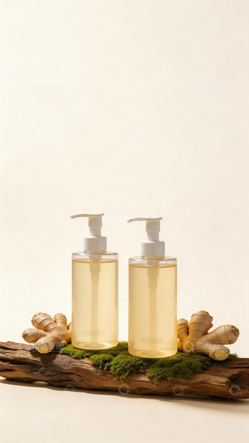 高清大图下载【趣麦麦图】清新生姜护肤品展示图