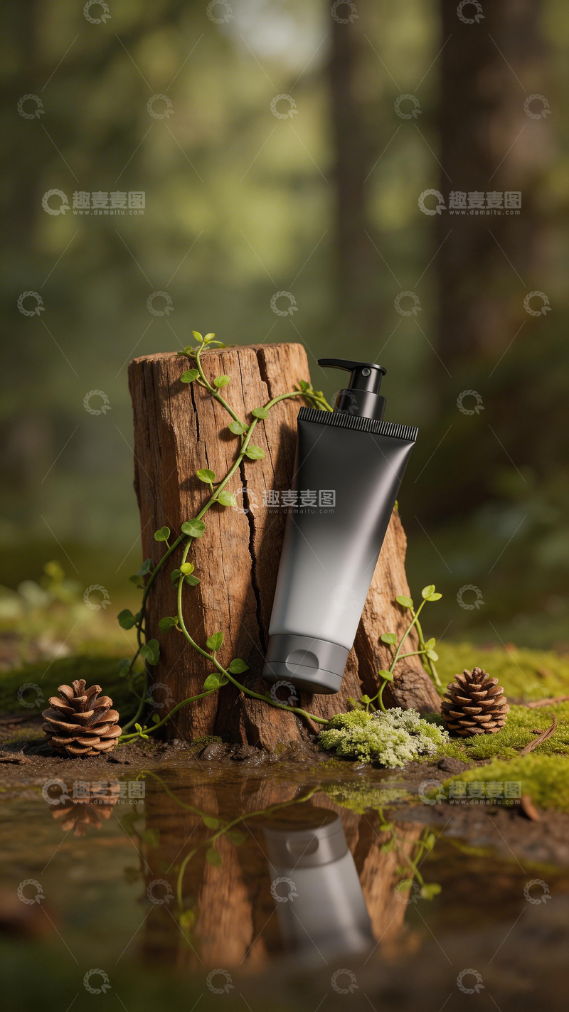 高清大图下载【趣麦麦图】森林风护肤品静物摄影