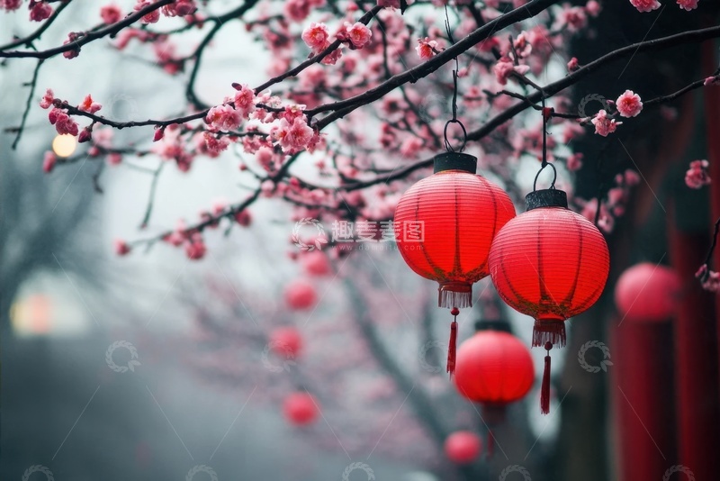 高清大图下载【趣麦麦图】过年挂起来的红灯笼