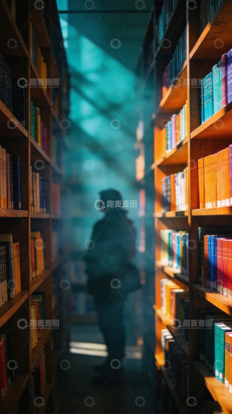 高清大图下载【趣麦麦图】图书馆光影人像艺术照