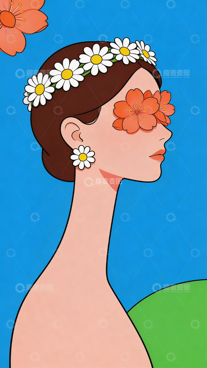 高清大图下载【趣麦麦图】插画风格女性头像设计素材