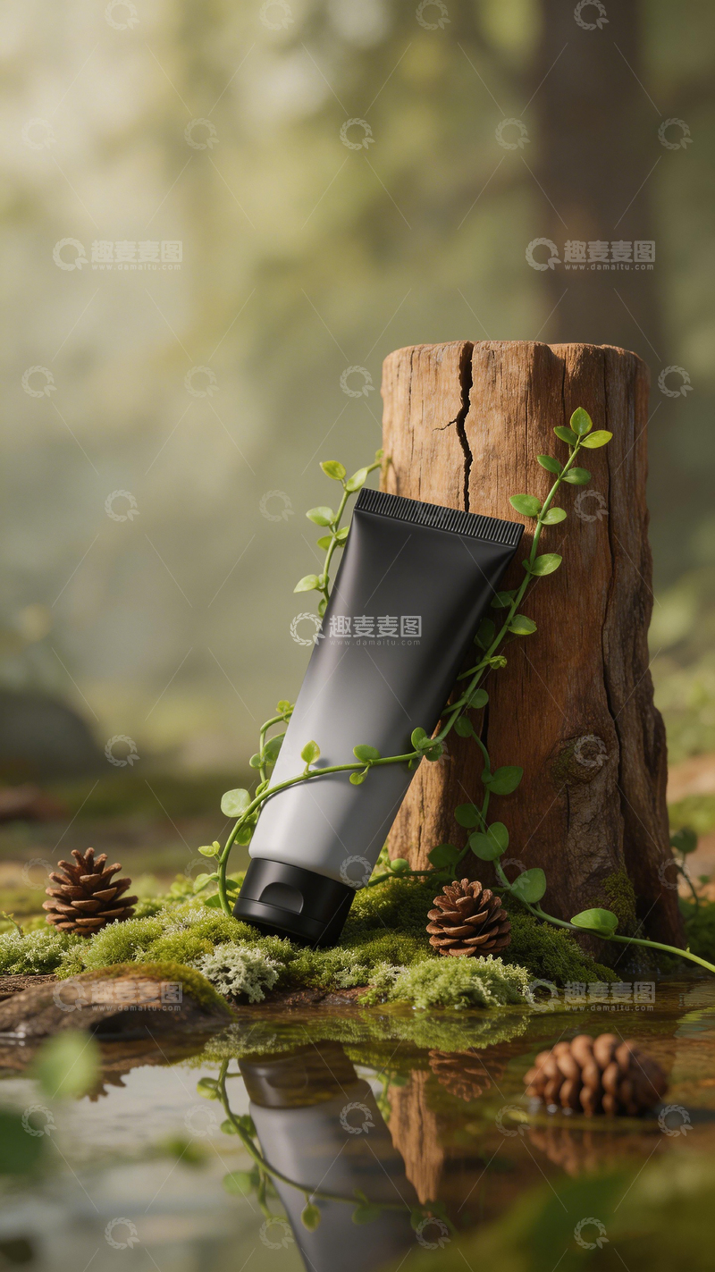 高清大图下载【趣麦麦图】森林风格护肤品广告设计