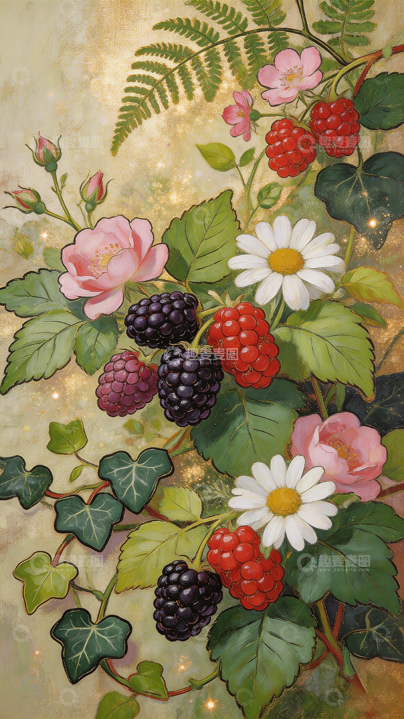 高清大图下载【趣麦麦图】手绘花卉装饰画素材