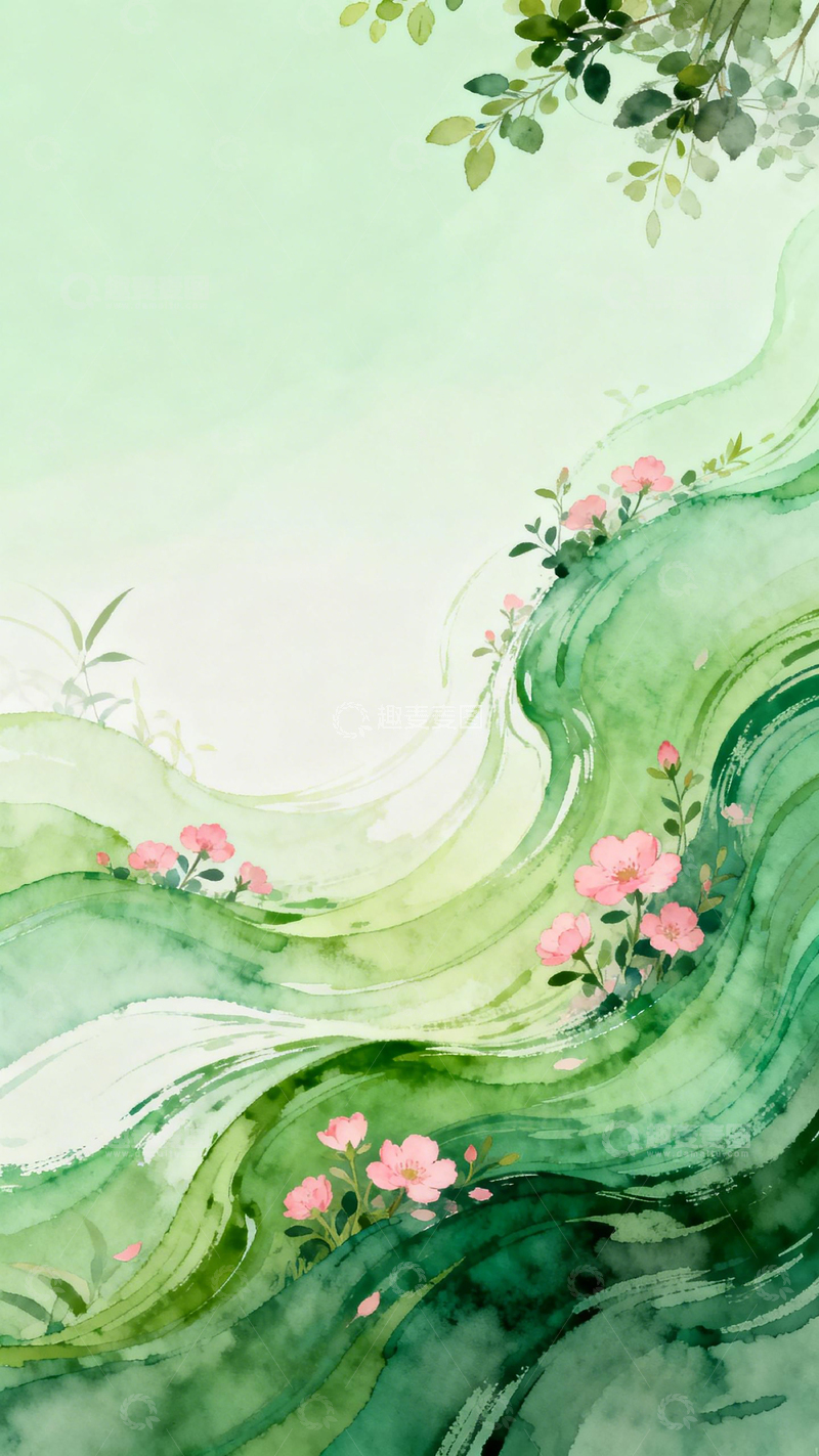 高清大图下载【趣麦麦图】水墨花卉山水意境装饰画