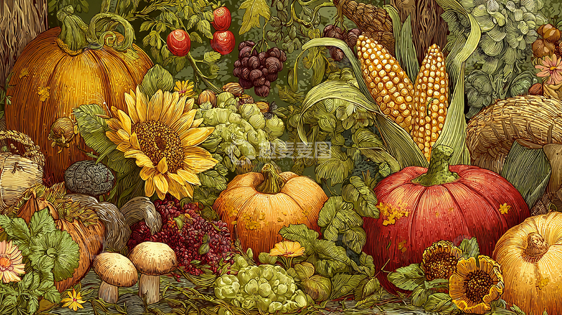 高清大图下载【趣麦麦图】丰收的秋天南瓜盛宴