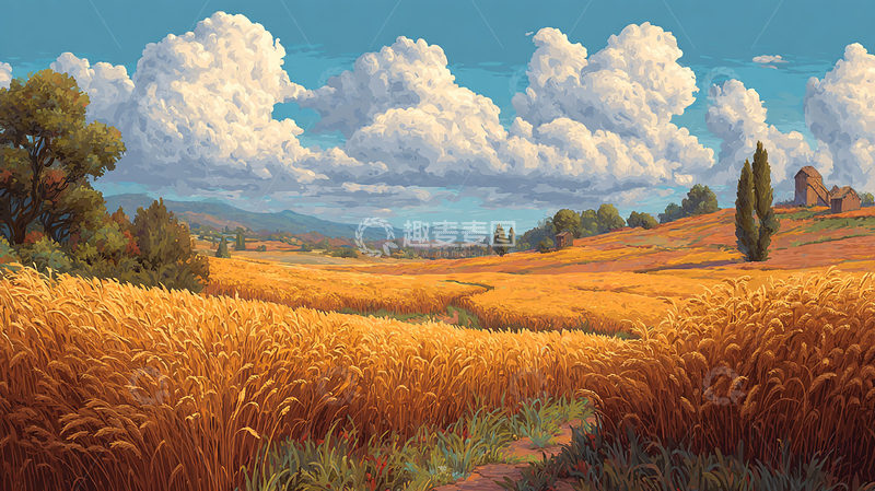 高清大图下载【趣麦麦图】金色麦田的秋日梦幻