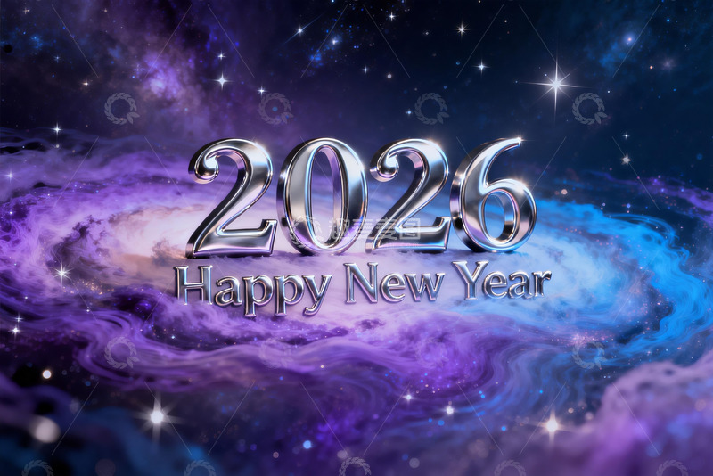 高清大图下载【趣麦麦图】2026新年贺图星空背景