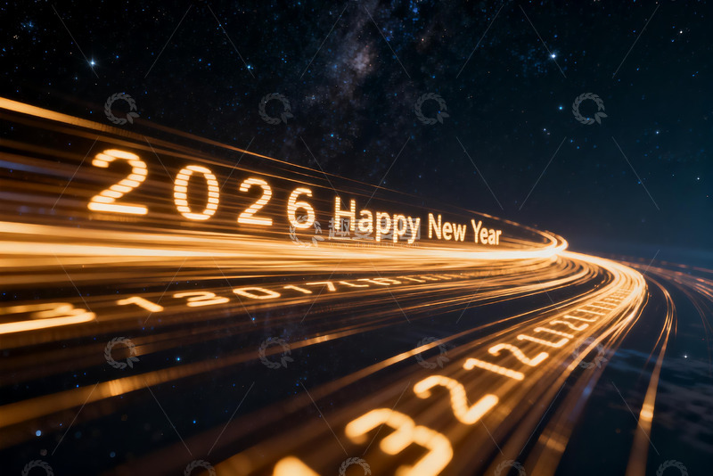 高清大图下载【趣麦麦图】2026新年倒计时星空光轨