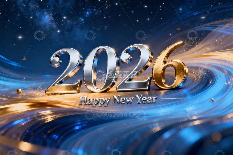 高清大图下载【趣麦麦图】2026新年贺岁金色数字
