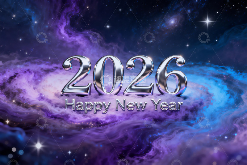 高清大图下载【趣麦麦图】2026新年宇宙星空贺图