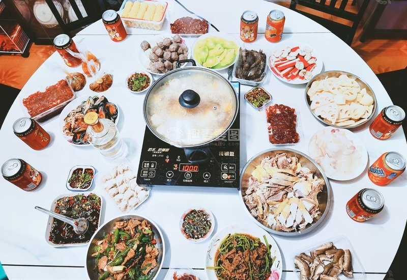 高清大图下载【趣麦麦图】丰盛火锅聚餐美食摄影