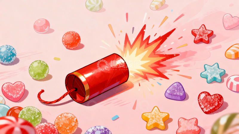 高清大图下载【趣麦麦图】糖果爆炸创意插画
