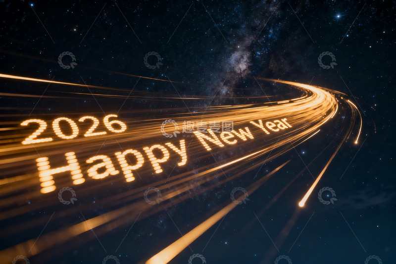高清大图下载【趣麦麦图】2026新年快乐星空光轨