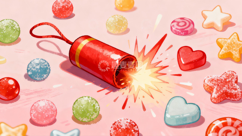 高清大图下载【趣麦麦图】糖果爆炸创意插画