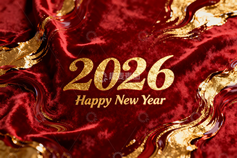 高清大图下载【趣麦麦图】2026新年贺图红色金色背景