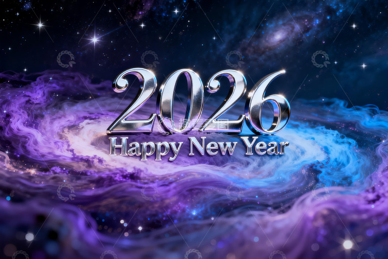 高清大图下载【趣麦麦图】2026新年贺岁星空背景