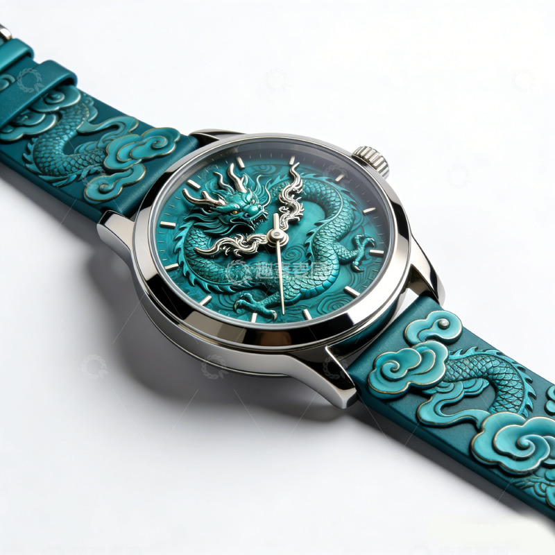 高清大图下载【趣麦麦图】文创产品男士华丽青龙腕表设计