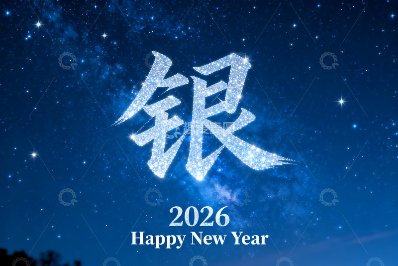 高清大图下载【趣麦麦图】2026新年银色星空贺图
