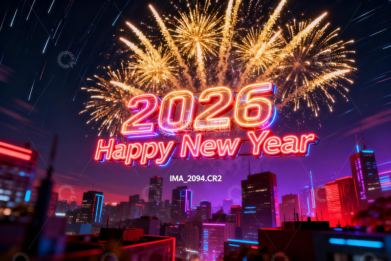 高清大图下载【趣麦麦图】2026新年烟花城市夜景