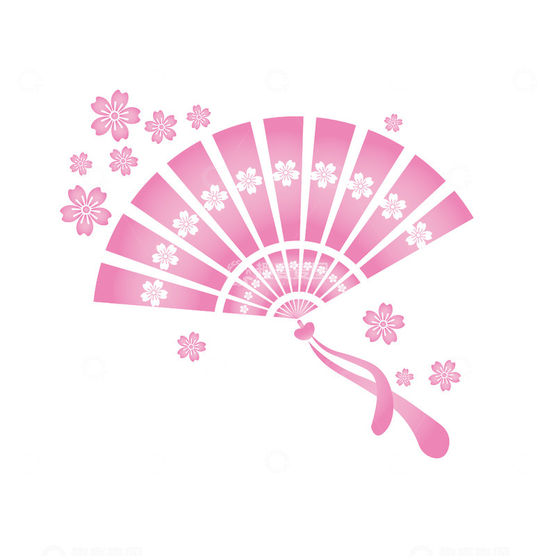 源文件下载【趣麦麦图】粉色樱花折扇插画设计