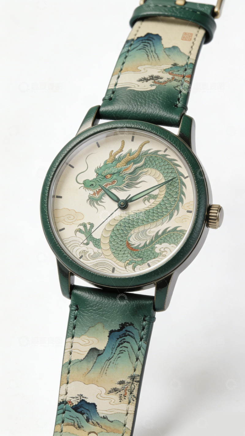 高清大图下载【趣麦麦图】文创产品东方龙纹腕表艺术设计
