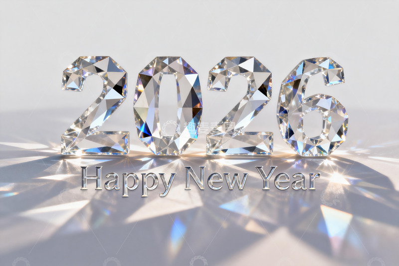 高清大图下载【趣麦麦图】2026年水晶数字新年贺图