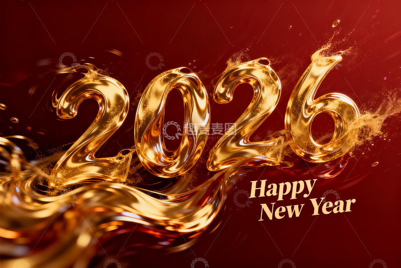 高清大图下载【趣麦麦图】2026金色新年庆祝图案