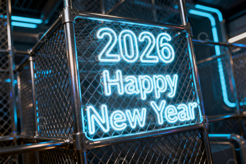 高清大图下载【趣麦麦图】2026新年快乐霓虹灯展示