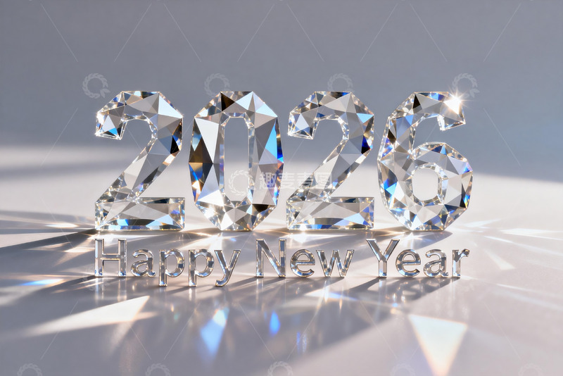 高清大图下载【趣麦麦图】水晶数字2026新年贺词