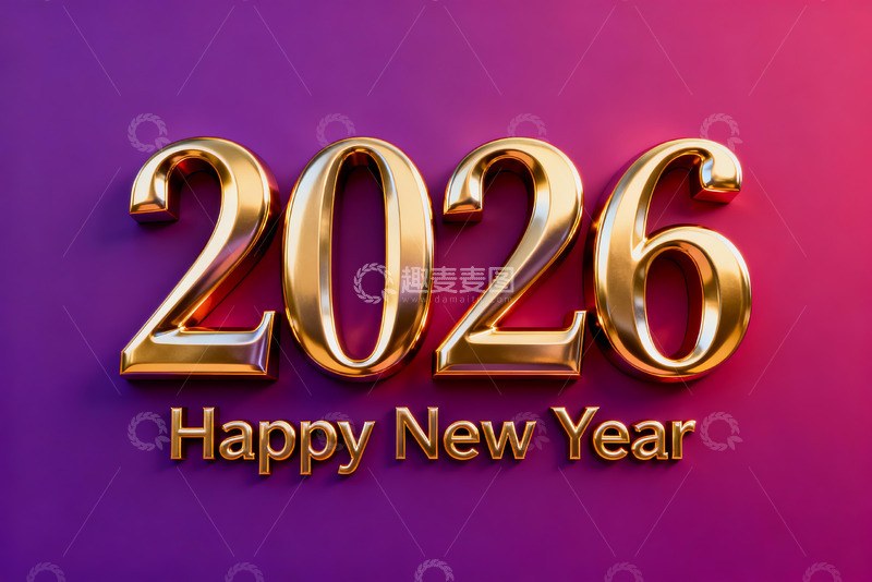 高清大图下载【趣麦麦图】2026新年金色数字贺图