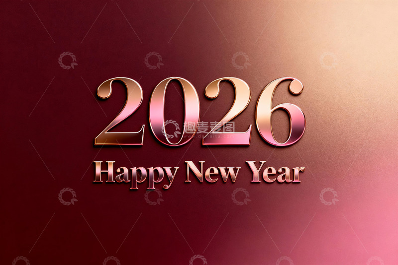 高清大图下载【趣麦麦图】2026新年贺词金色文字