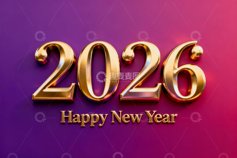 高清大图下载【趣麦麦图】2026新年金色数字贺图