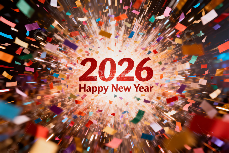 高清大图下载【趣麦麦图】2026新年庆祝彩带爆炸