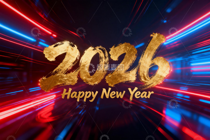 高清大图下载【趣麦麦图】2026新年金色数字动态背景