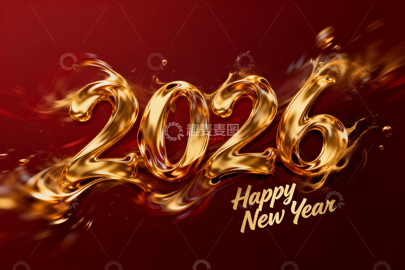 高清大图下载【趣麦麦图】2026金色新年贺图