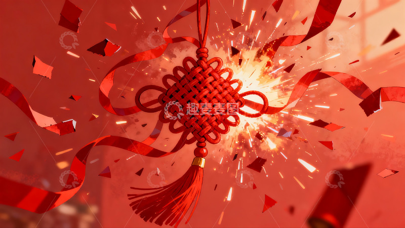 高清大图下载【趣麦麦图】红色中国结爆炸特效