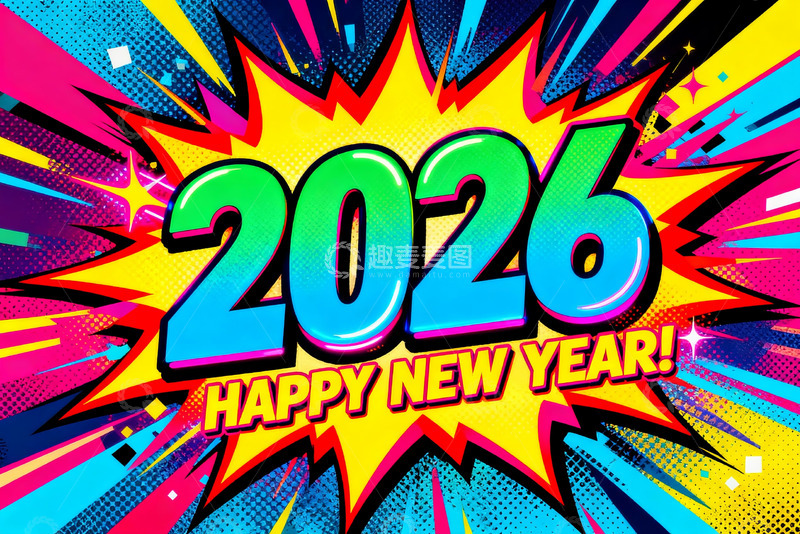 高清大图下载【趣麦麦图】2026新年庆祝海报